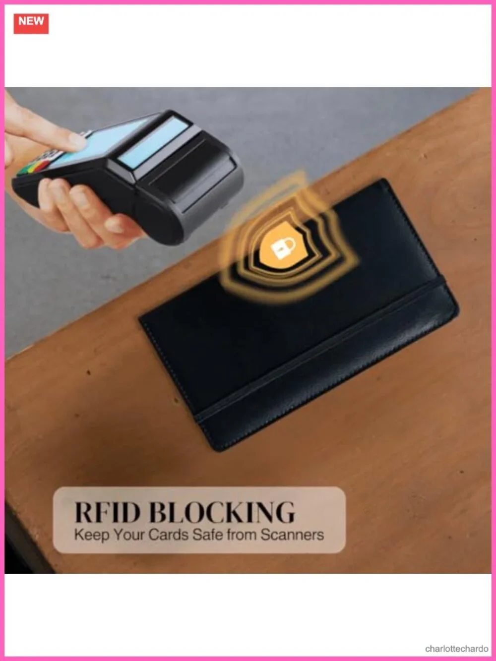 Oversized Checkbook Cover RFID Blocking PU Leather Zipper Pocket Wallet
